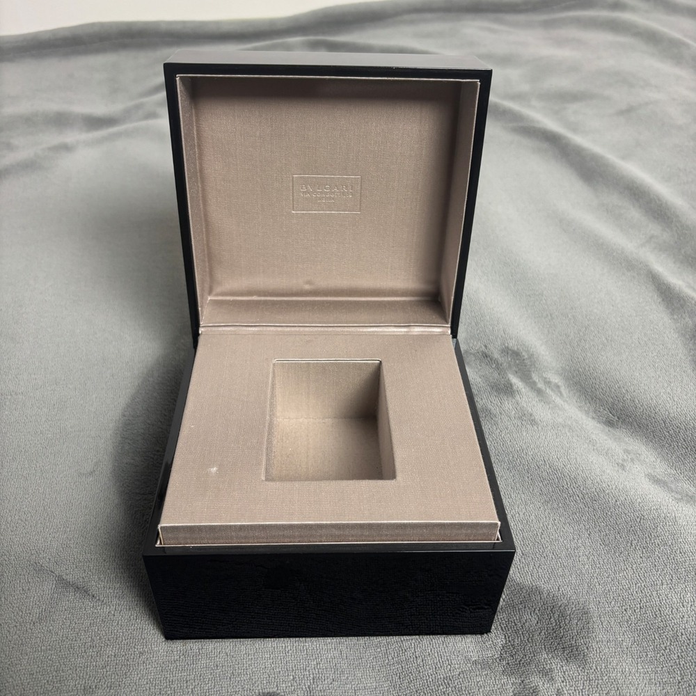 Bvlgari Watch Box Case Genuine Empty Piano Black Lacquer Presentation Storage - Picture 10 of 10